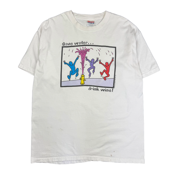 Vintage 90s save water Keith Haring parody tee size large